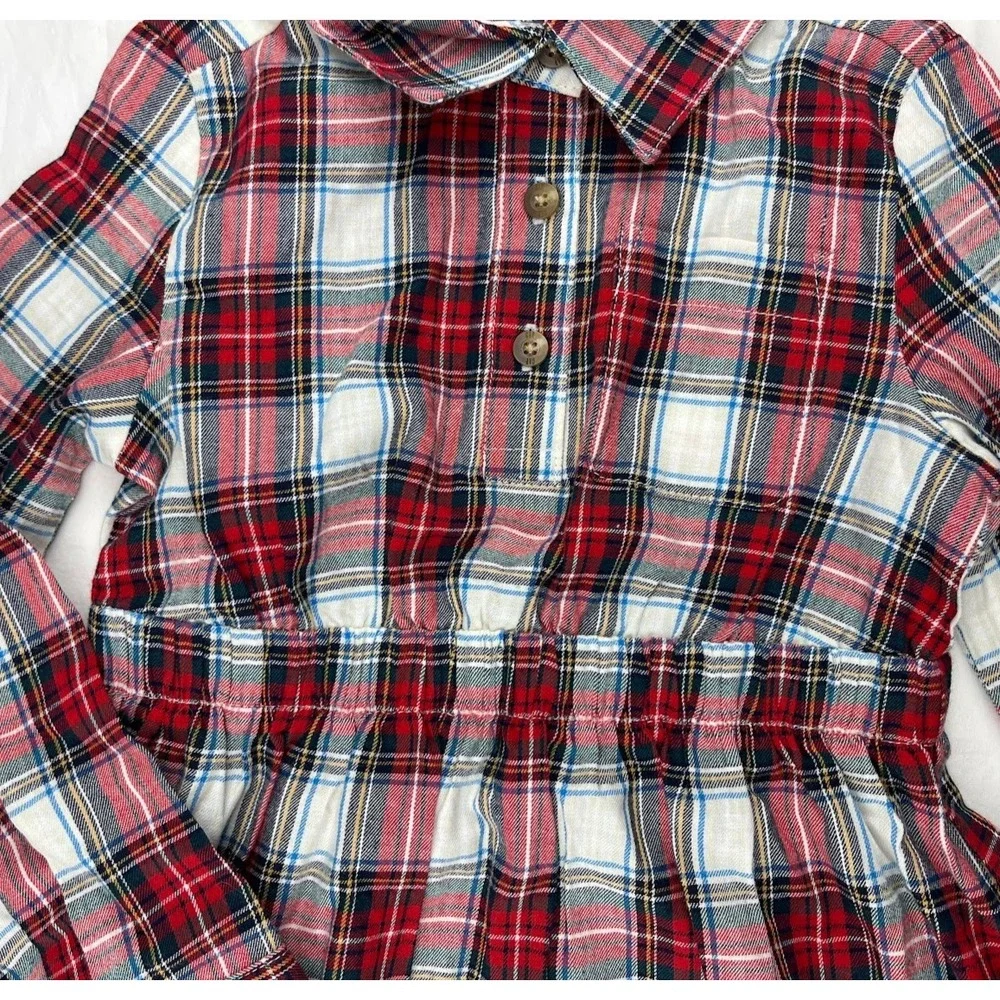 Gap Kids‎ Girls 4 5 Long Sleeve Plaid Dress Collared Cotton Holiday Casual NWT